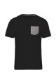 Heren T-shirt met borstzakje Kariban K375 BLACK-GREY HEATHER